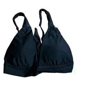 Aerie NWT Deep V Neck Padded Bikini Swim Top Sz Medium Womens Black Adjustable